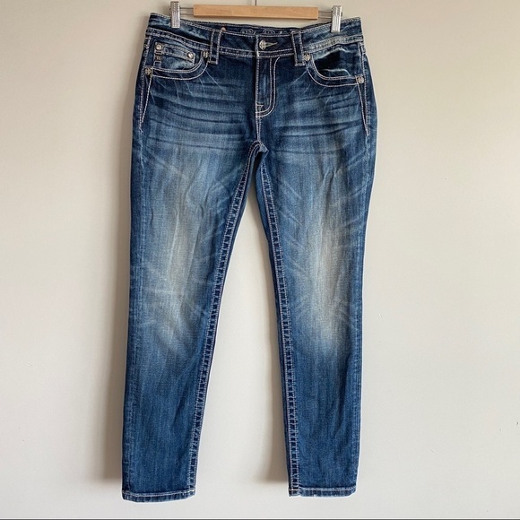 MISS Me Signature Skinny Jeans Womens Sz 30 Embellished Bling - Picture 3 of 11